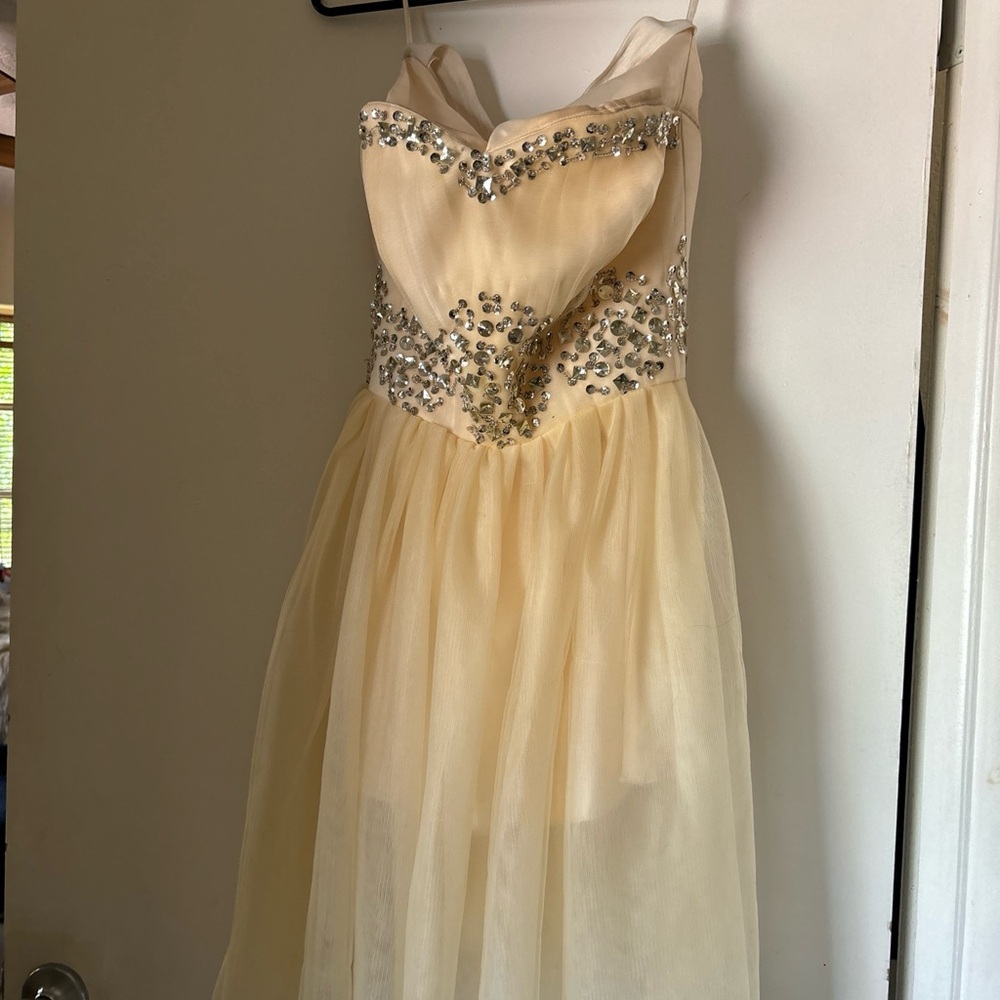 Tulle Gold Embellished cocktail dress strapless Sweetheart